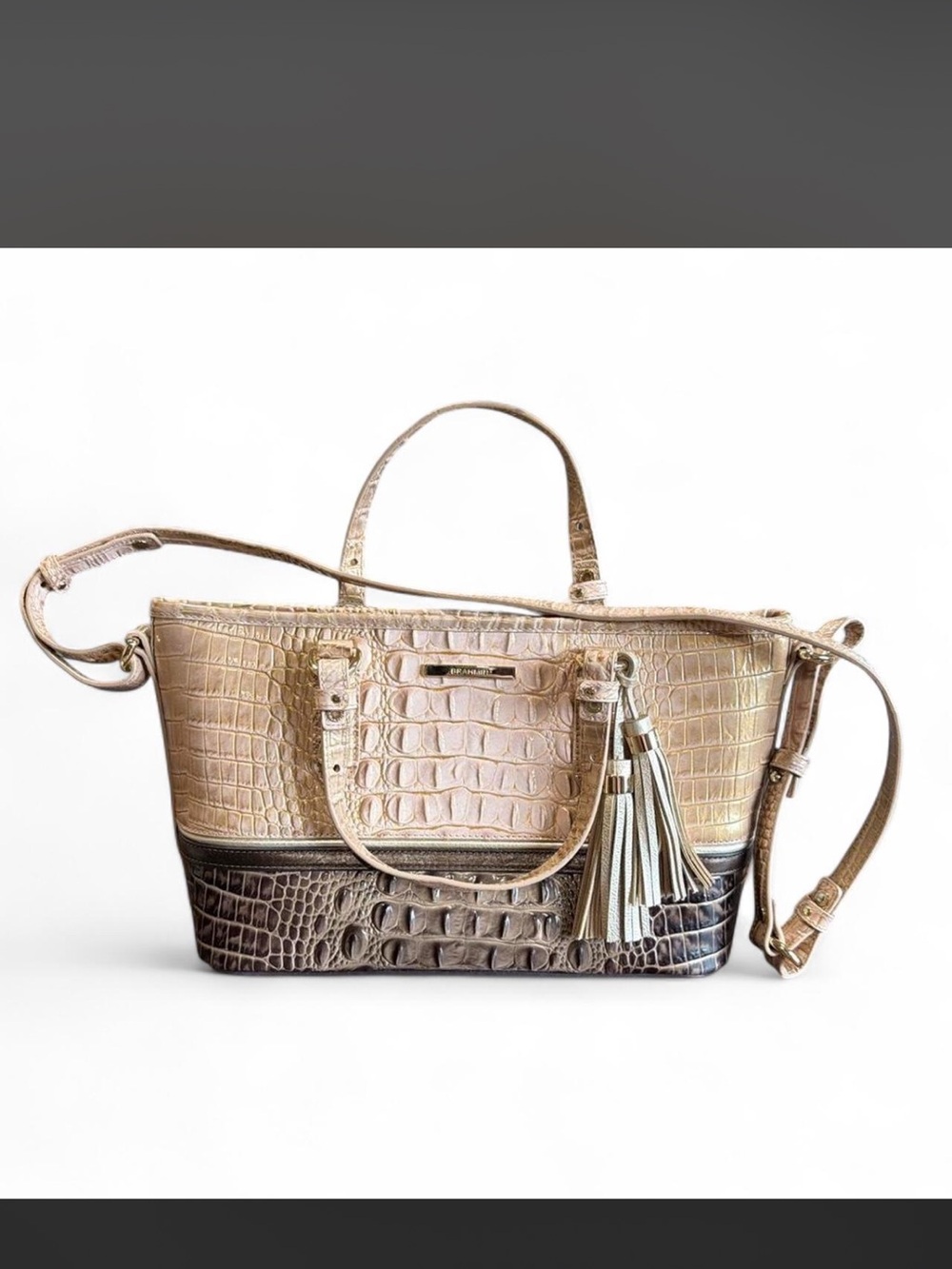 Brahmin Mini Asher Chiffon Roseleaf Crocodile Handbag